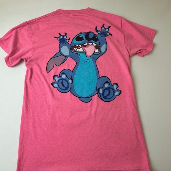 Disney Stitch Shirt Womens Small Pink Lilo & Stitch Graphic Tee Movie Cartoon - Picture 8 of 8